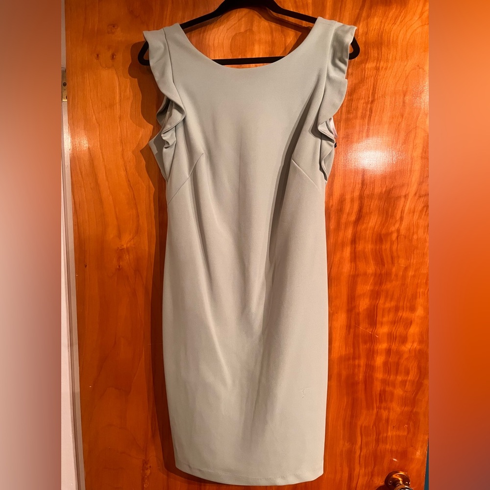 Calvin Klein Ruffle Sleeve Midi Dress in Sage Green NWT